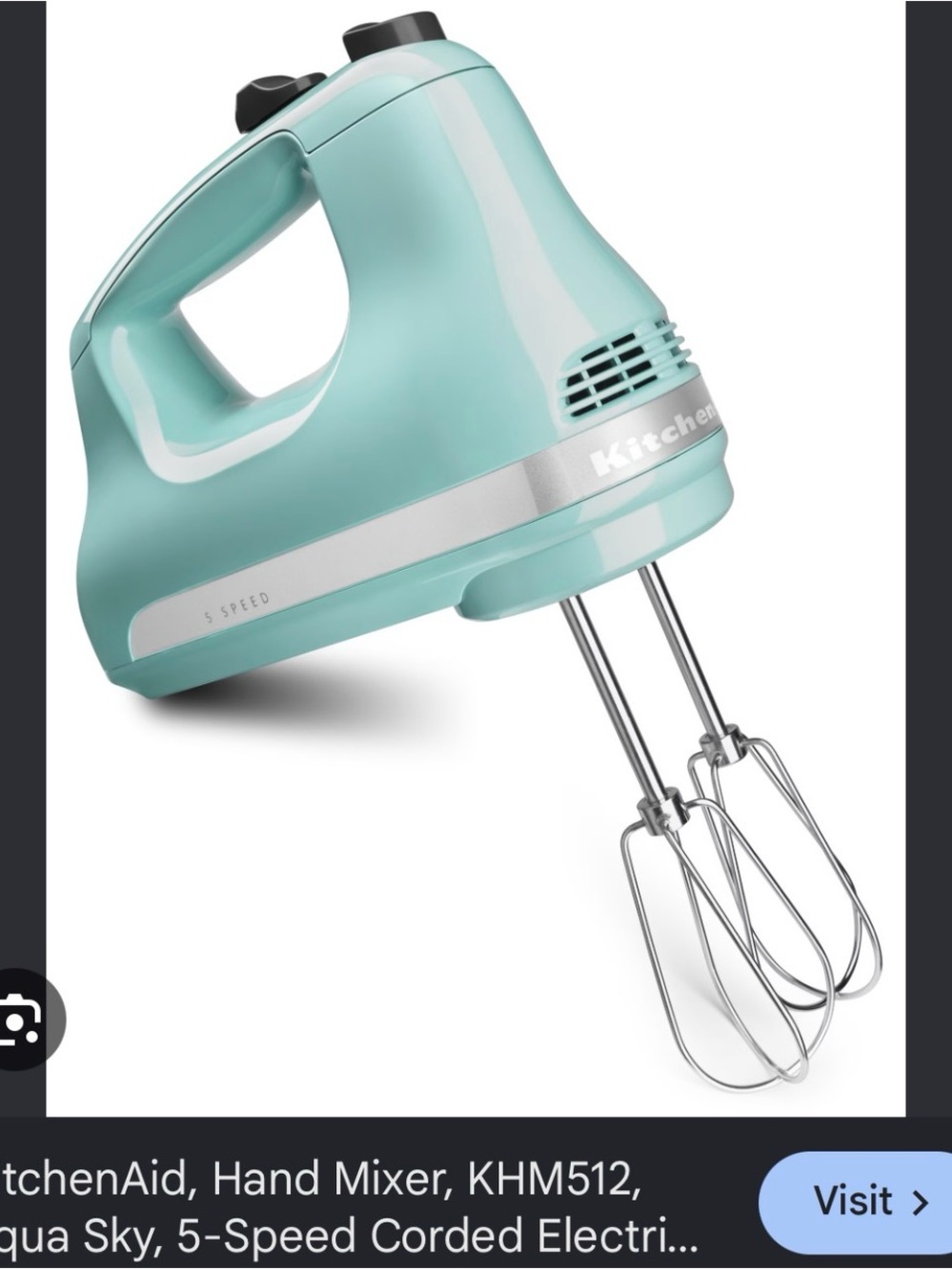 KitchenAid Aqua Sky Hand Mixer - 5-Speed Corded